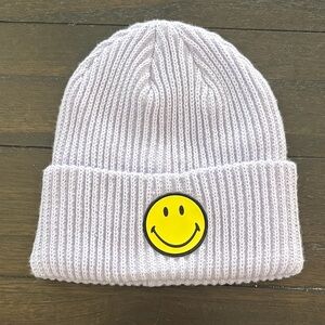 H&M Pastel Purple Knit Beanie with Yellow Smiley
